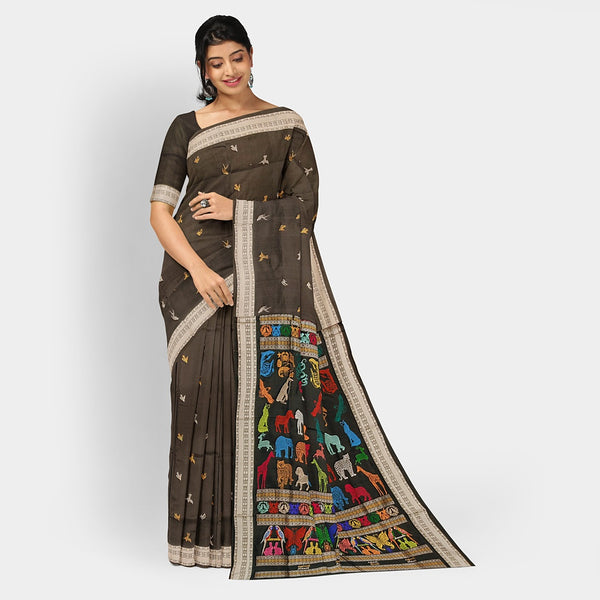 Sambalpuri Silk Saree - Animal Plant
