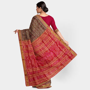 Sambalpuri Silk Saree - Tissue Terracotta