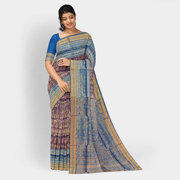 Sambalpuri Silk Saree -Tissue Terracotta
