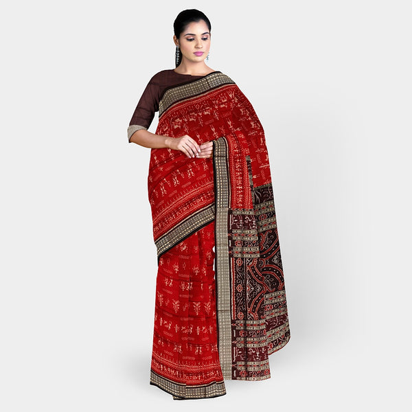 Sambalpuri Silk Saree - Terracotta