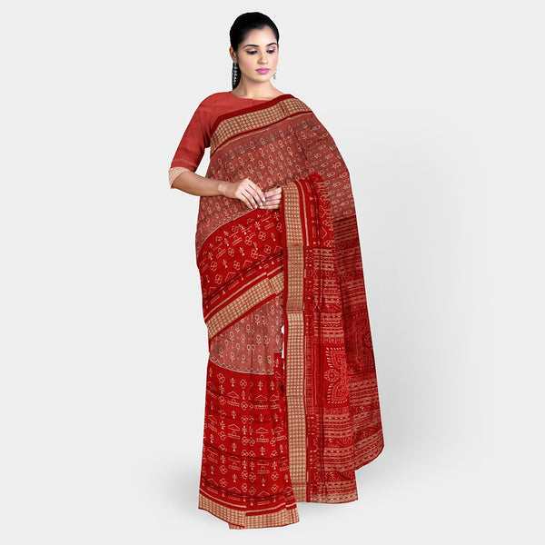 Sambalpuri Silk Saree Half Half Design